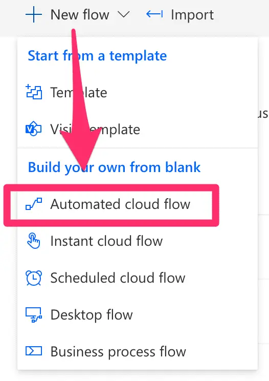 power automate create new flow