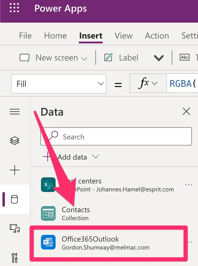 powerapps office365outlook connected