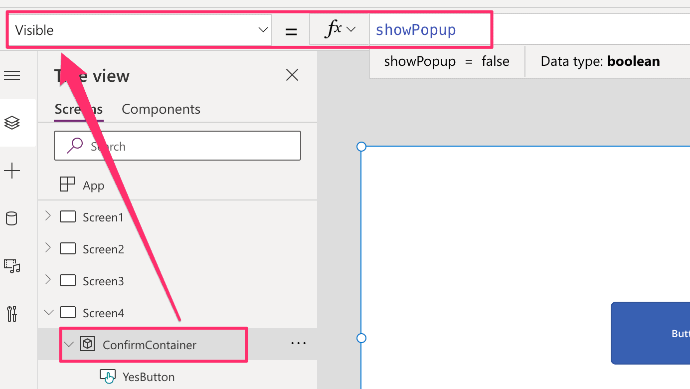 powerapps show container