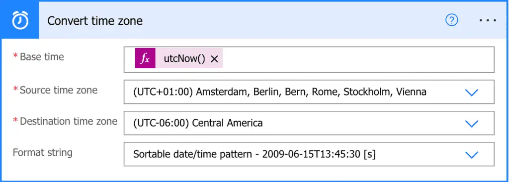 Power Automate Convert time zone Action