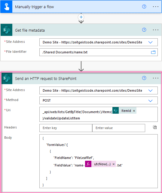 Power Automate Rename SharePoint File