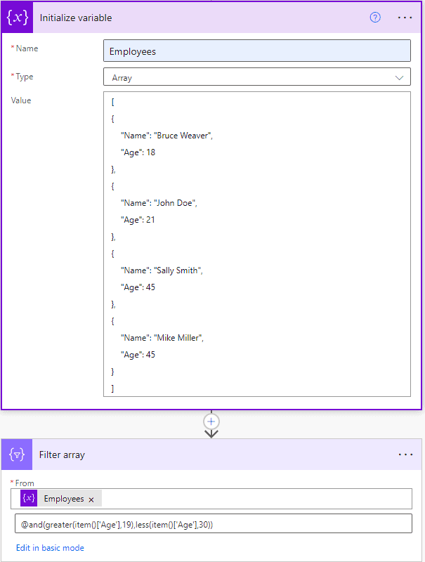 Power Automate Filter array and