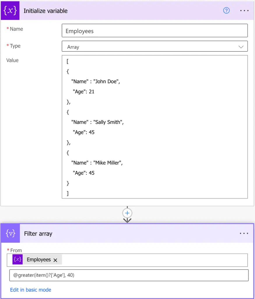 Power Automate Filter array by column