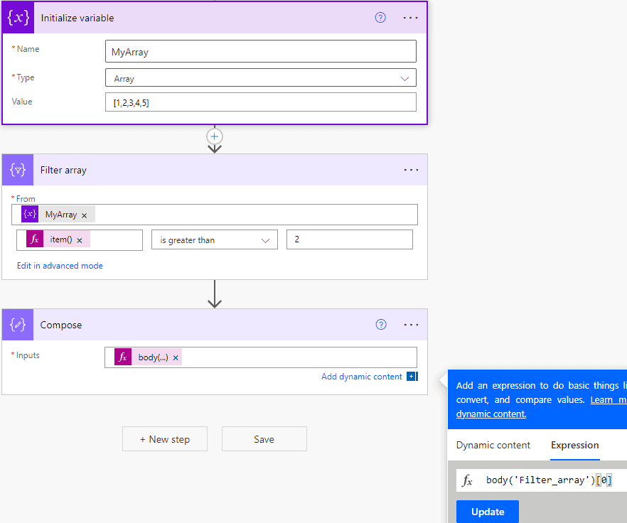 Power Automate Filter array get first