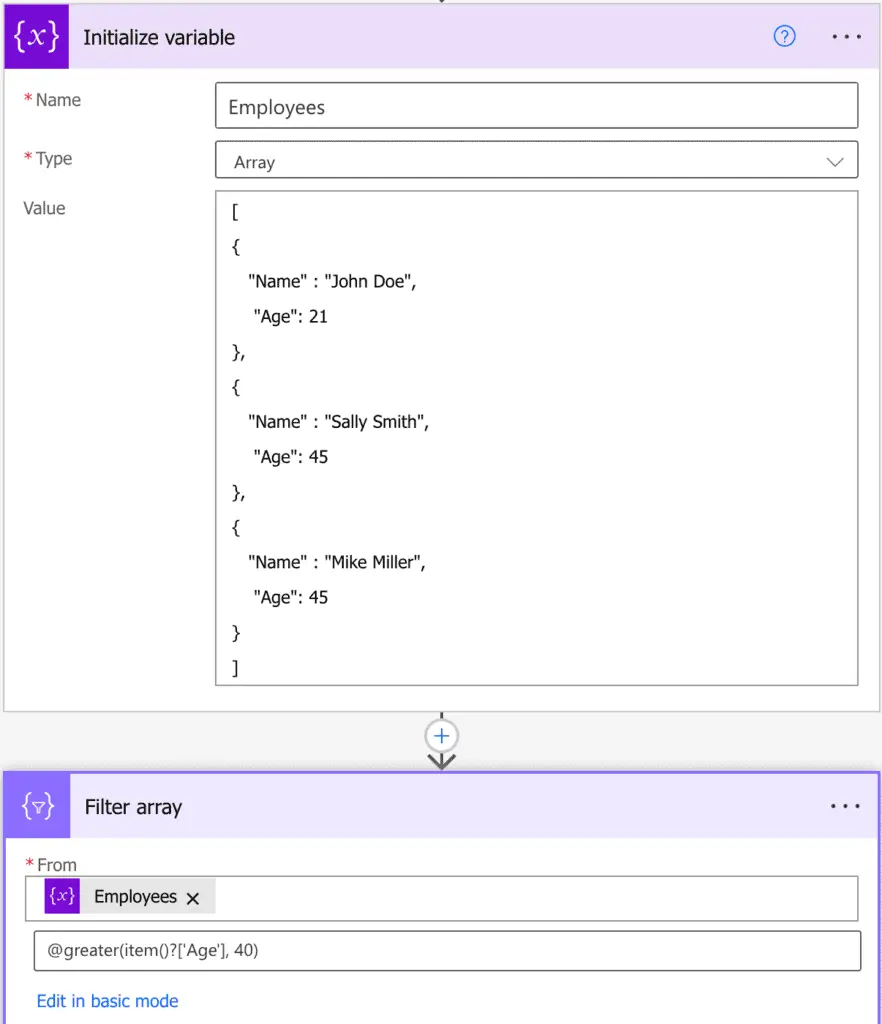 Power Automate Filter array of objects