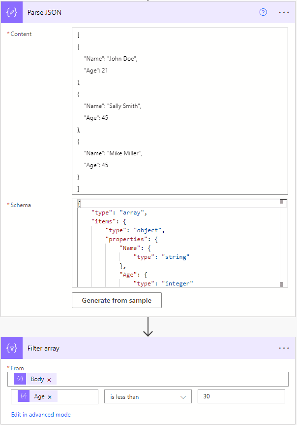 Power Automate Filter array parse json