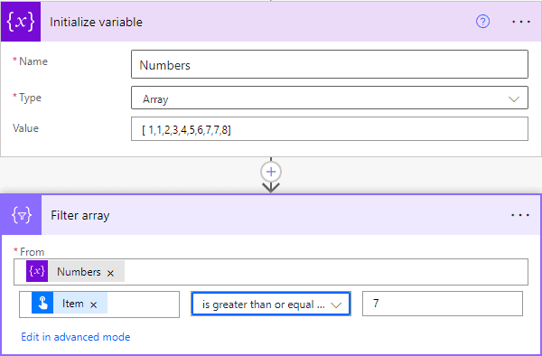 Power Automate filter array is greater than or equal to