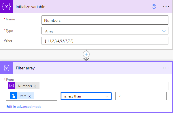 Power Automate filter array is less than