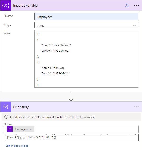 power automate Filter array by date range