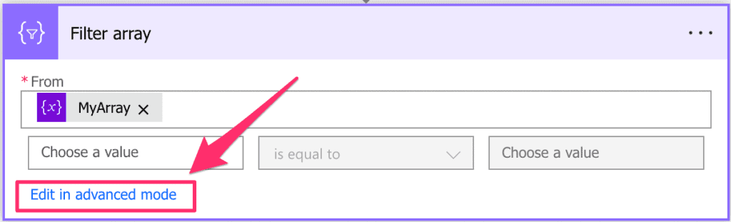 power automate filter array advanced mode