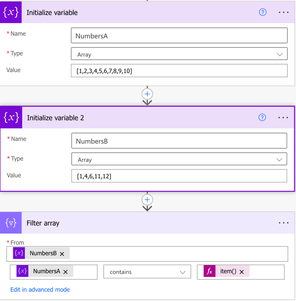 power automate filter array based on another array