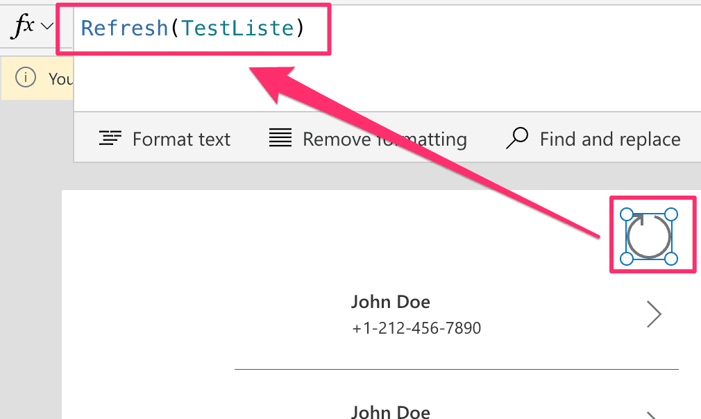 powerapps refresh data source on button click
