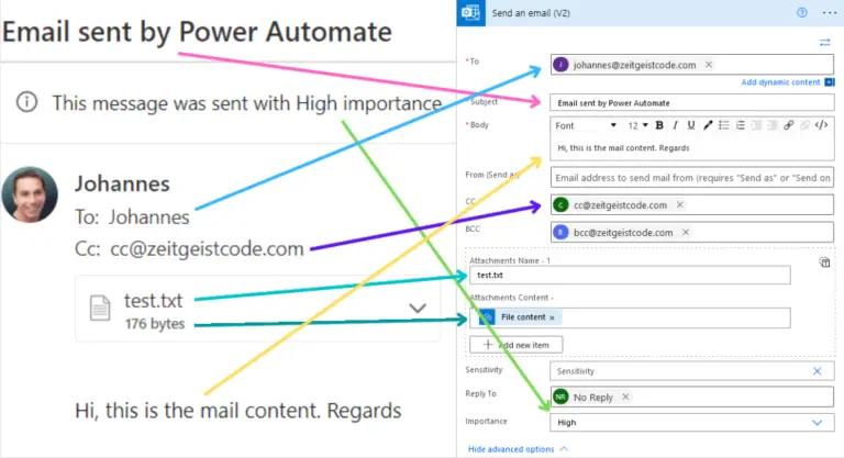 send email on behalf of someone power automate