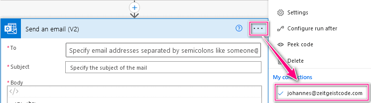 Power Automate Send email default sender