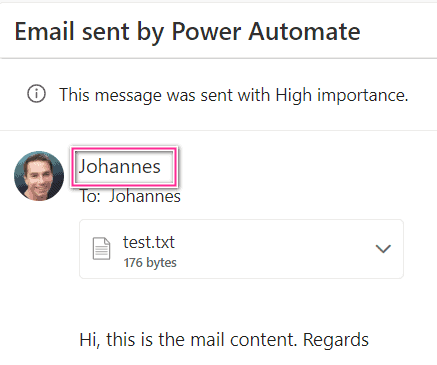 Power Automate Send email sender