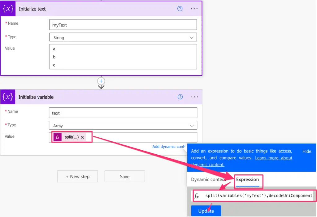 Power Automate split by new line