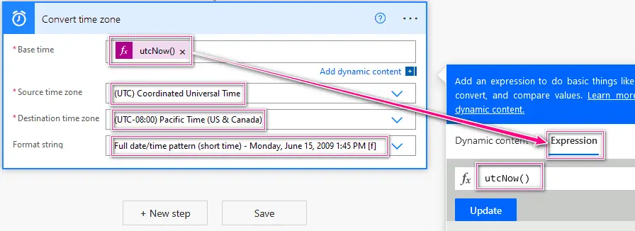 Power Automate Convert Time Zone Action