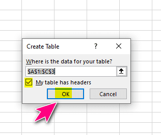 Create SharePoint List From Excel create table