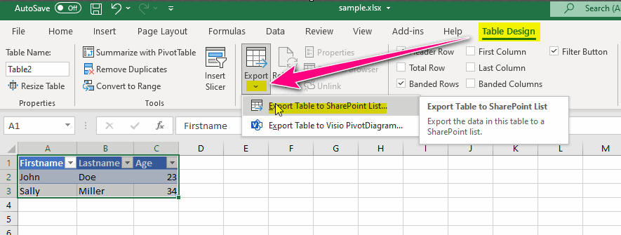 Create SharePoint List From Excel export table to SharePoint List