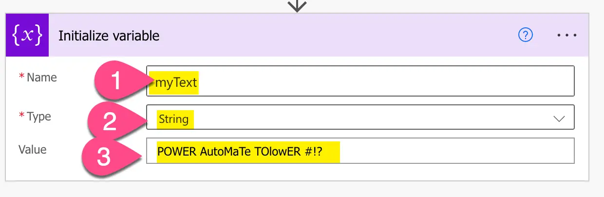 power automate tolower setup init variable