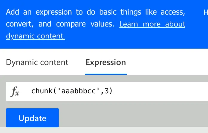 Power Automate Chunk expression