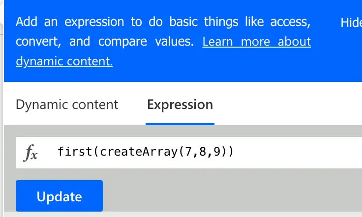 Power Automate First expression